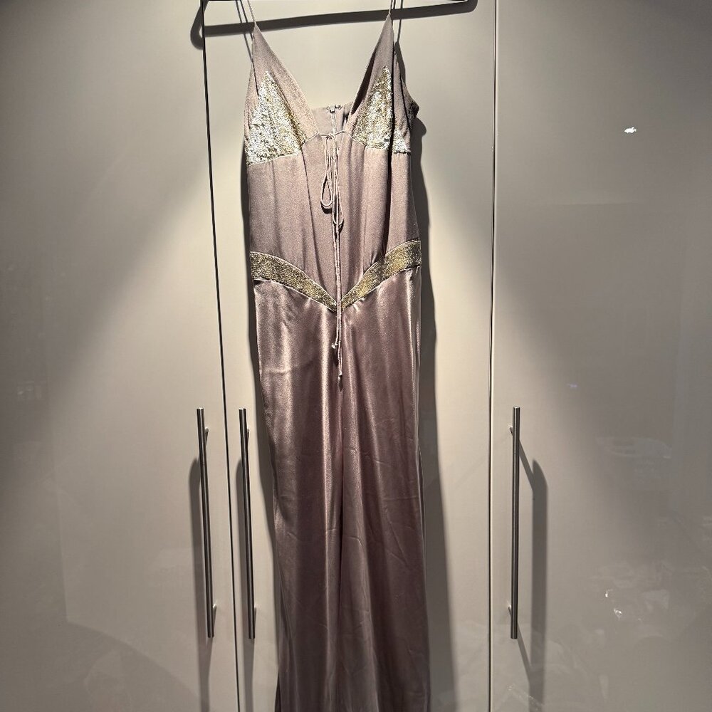 Silk Evening Gown with Metallic Detailing – Purchased at Holt Renfrew